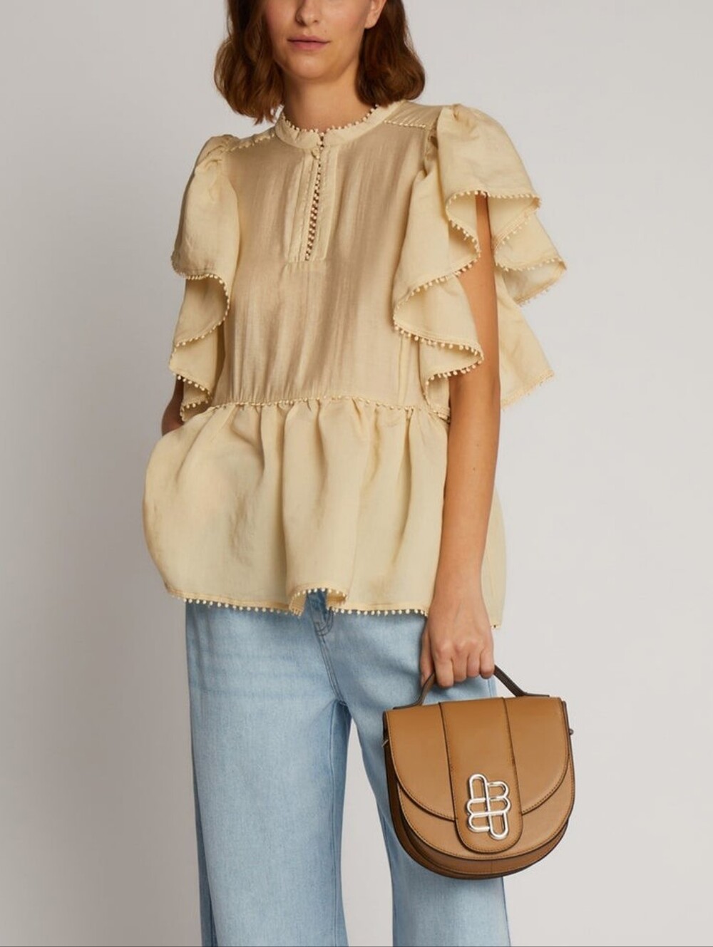 Munthe Ruffle Short Sleeve Blouse